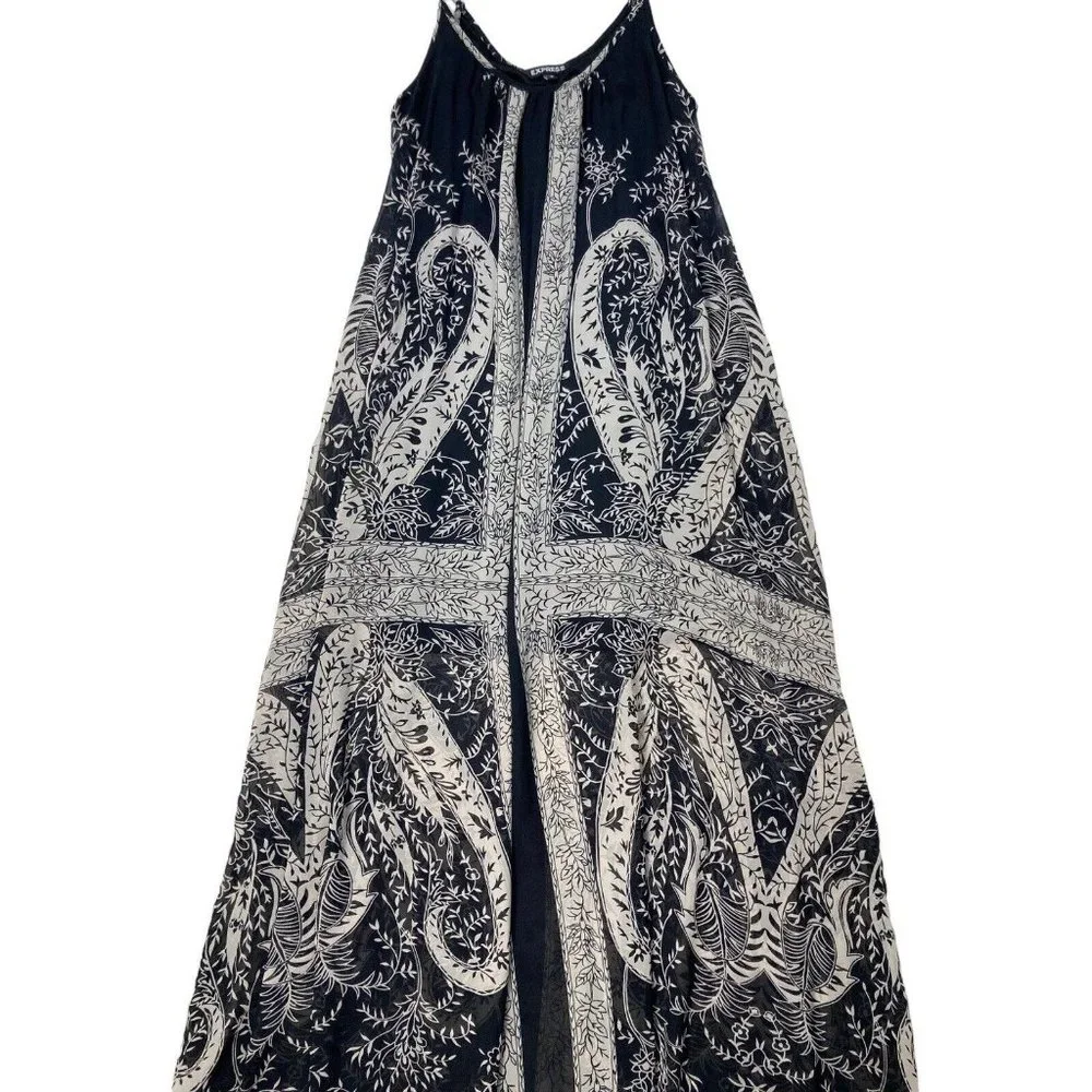 *New Express Sleeveless Maxi Dress Womens Size Small Black Floral Vacation Beach - Picture 2 of 6